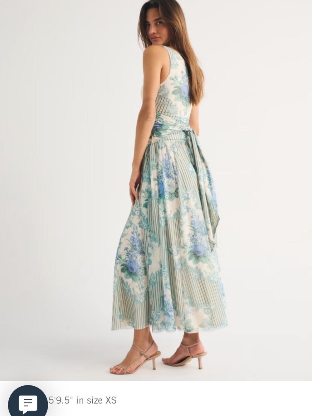Abercrombie & Fitch Floral Midi Dress in Light Blue and Cream